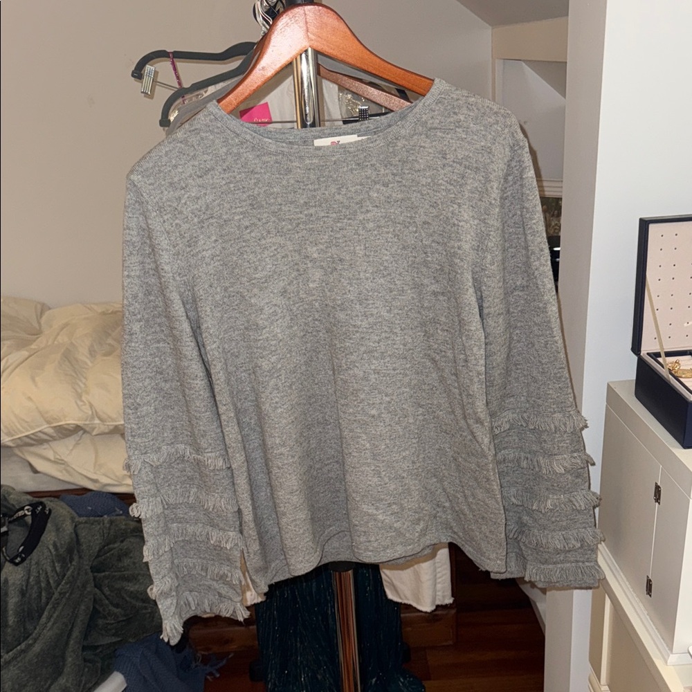 Vineyard Vines Gray Ruffle Cashmere Sweater L